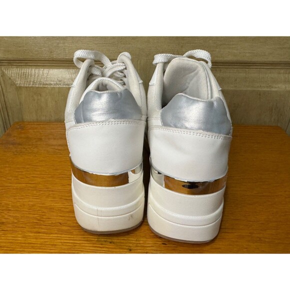 Cestfini Womens Hidden High Heel Fashion Wedge Sneakers White Size L - Picture 3 of 11